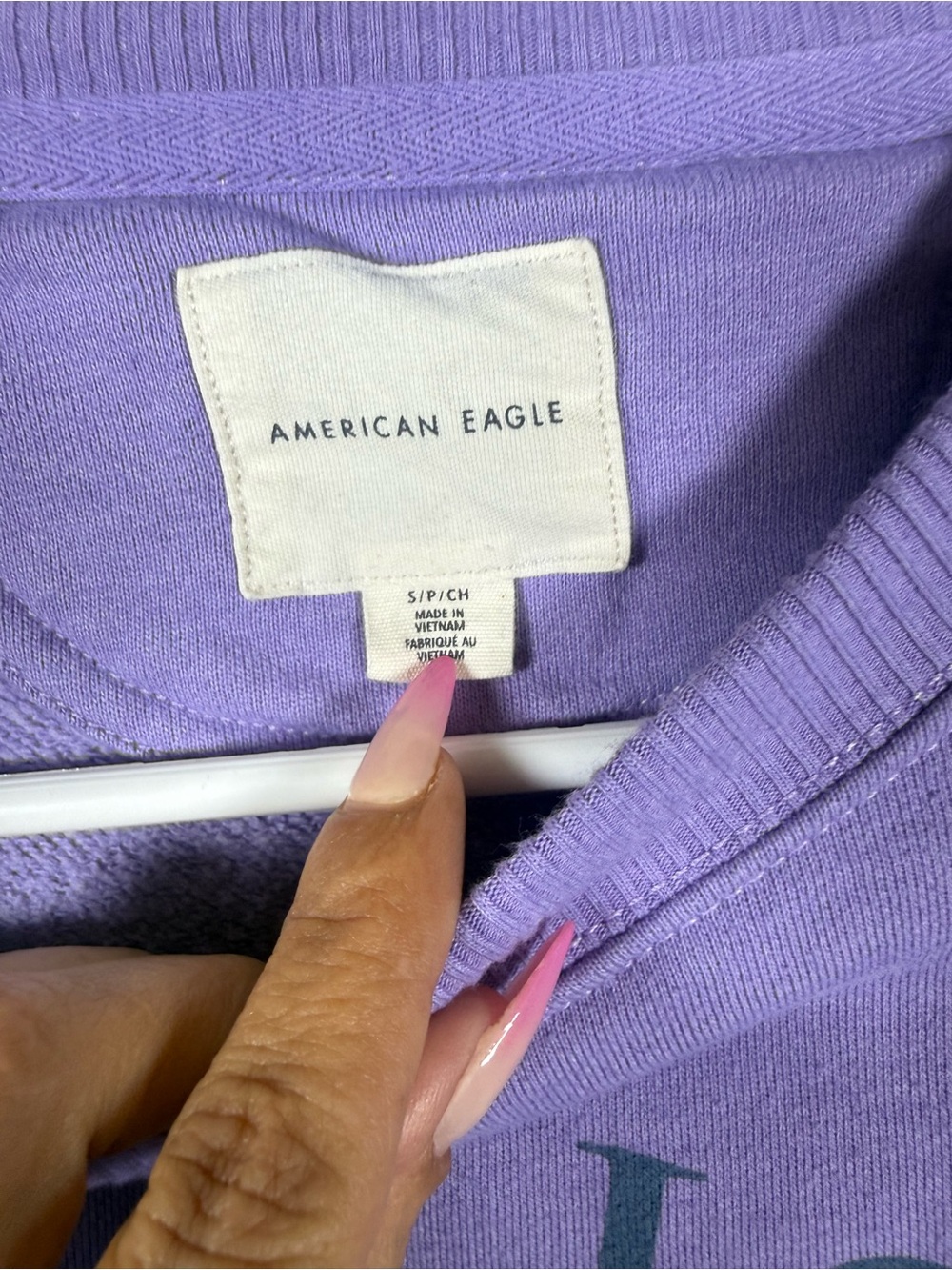 American Eagle Outfitters Purple Logo Crewneck Sweatshirt - Picture 3 of 7